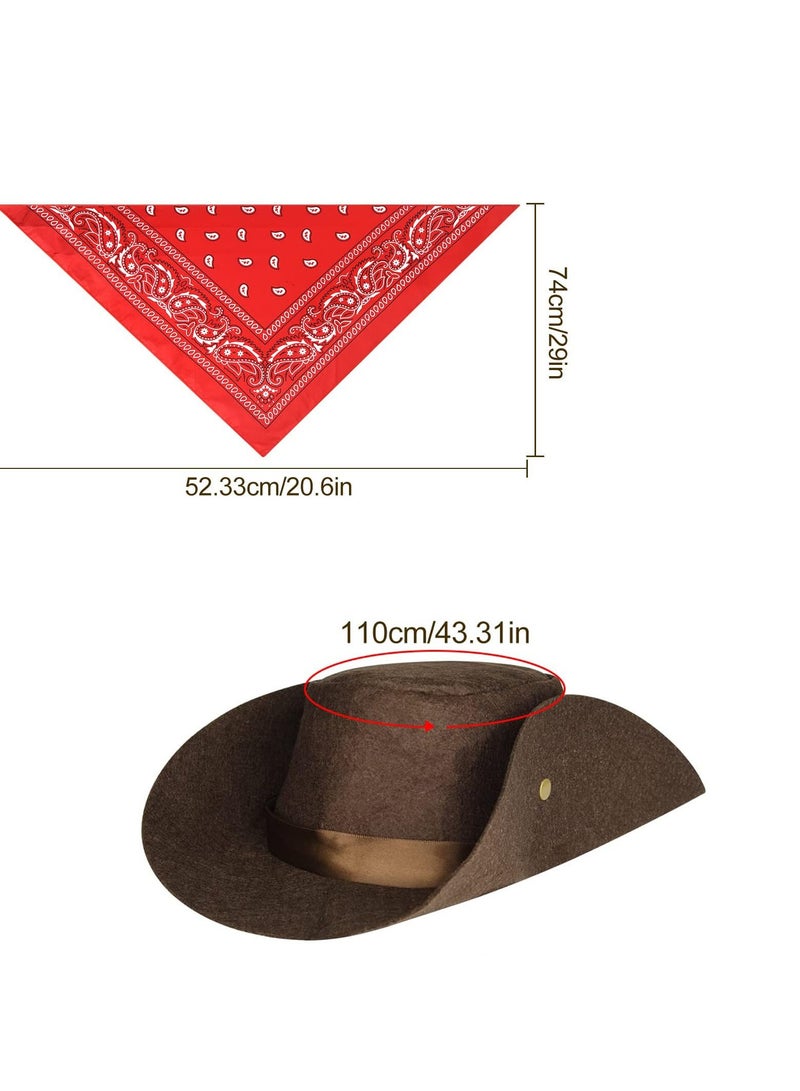 4 Pcs Kids Cowboy Costume Dress Up Outfit for Boys Chaps and Vest Set Hat with Bandanna for Girls Birthday Role Play Party Size 120 - Image 3