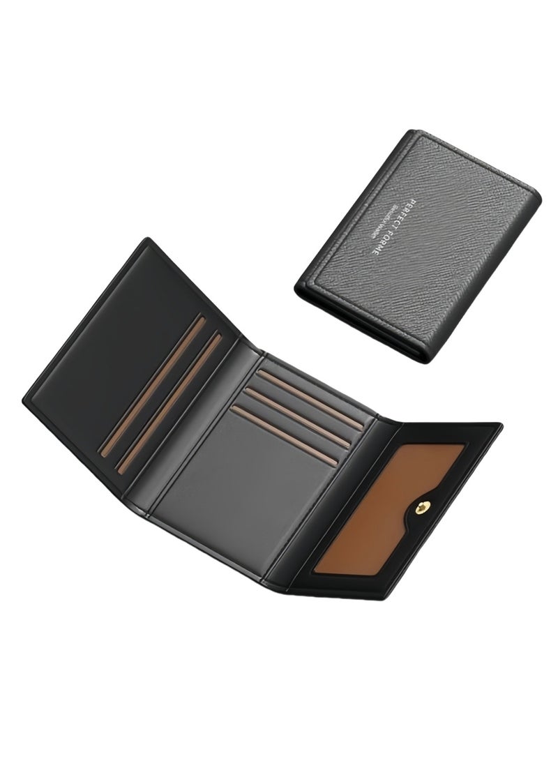 CHU DAI Leather Trifold Wallet for Men - RFID Wallets Slim 7 Credit Card Holder 1 ID Compartment