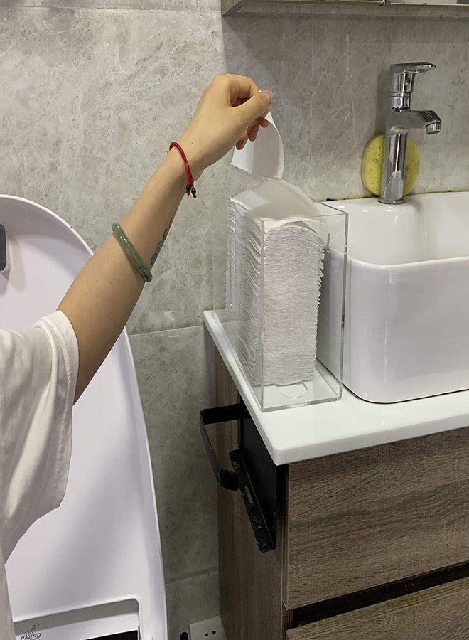 UPEQ Countertop Paper Towel Dispenser,Folded Paper Towel Holder,Clear Guest Towel Napkin Holder, Suitable for Z-fold, C-fold or Multi-Fold Paper Towels - Image 2
