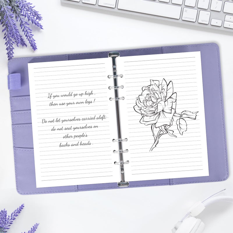 Billtigif A5 Refill Paper Planner Inserts, 6-Hole Loose Leaf Paper, College Ruled Loose Leaf with Binder Dividers, Punched Notebook Refills for 6-Ring Refillable Binder, 240 Pages, White - Image 4