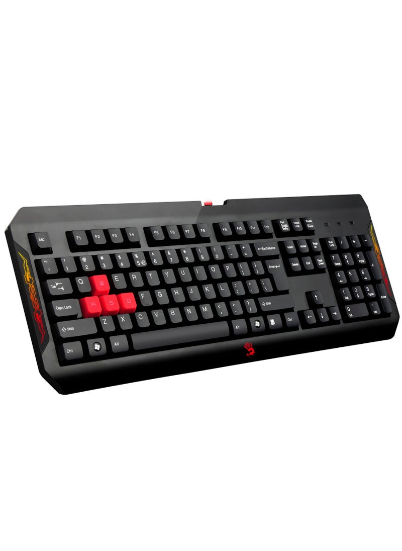 A4TECH - GAMING KEYBOARD MOUSE Q1100, DOUBLE SECURED WATER-RESISTANT, NEON GLARE BACKLIT FOR Windows XP/ Vista/ 7/ 8 /8.1 / 10, BLACK - Image 1