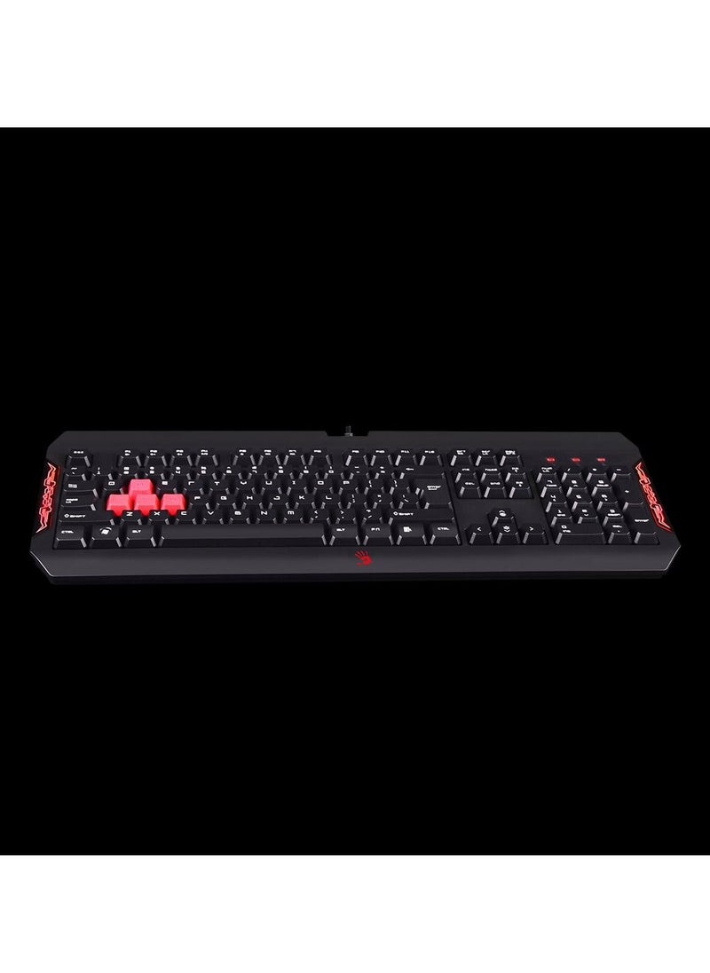 A4TECH - GAMING KEYBOARD MOUSE Q1100, DOUBLE SECURED WATER-RESISTANT, NEON GLARE BACKLIT FOR Windows XP/ Vista/ 7/ 8 /8.1 / 10, BLACK - Image 1