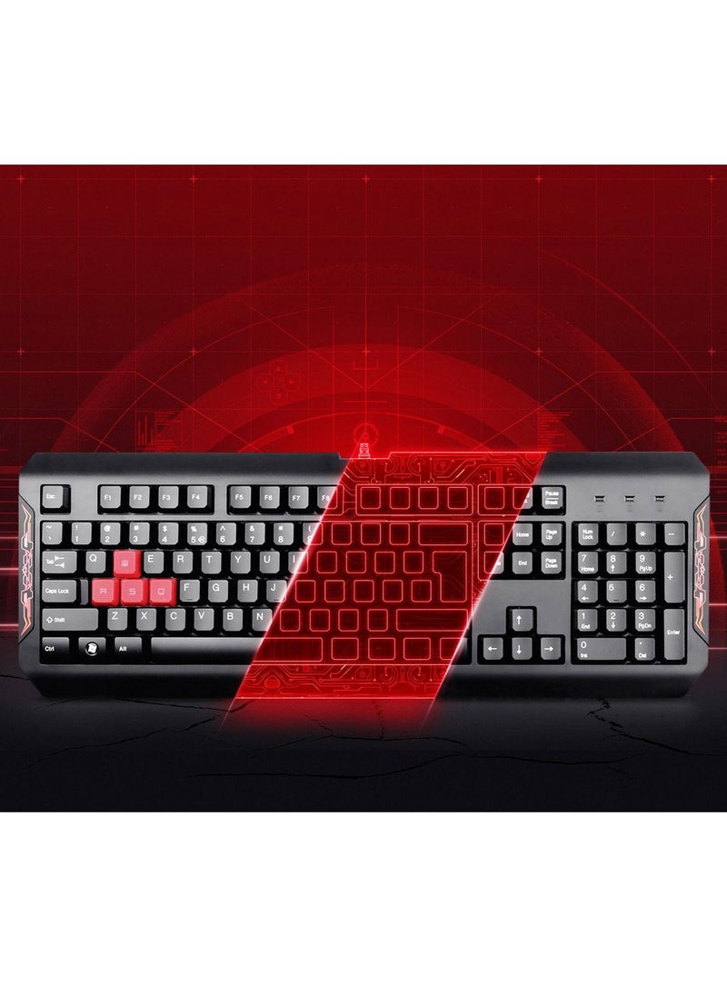 A4TECH - GAMING KEYBOARD MOUSE Q1100, DOUBLE SECURED WATER-RESISTANT, NEON GLARE BACKLIT FOR Windows XP/ Vista/ 7/ 8 /8.1 / 10, BLACK - Image 1