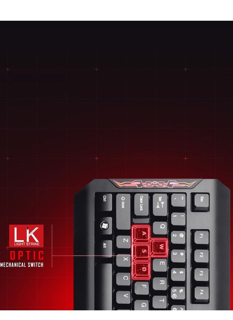 A4TECH - GAMING KEYBOARD MOUSE Q1100, DOUBLE SECURED WATER-RESISTANT, NEON GLARE BACKLIT FOR Windows XP/ Vista/ 7/ 8 /8.1 / 10, BLACK - Image 1