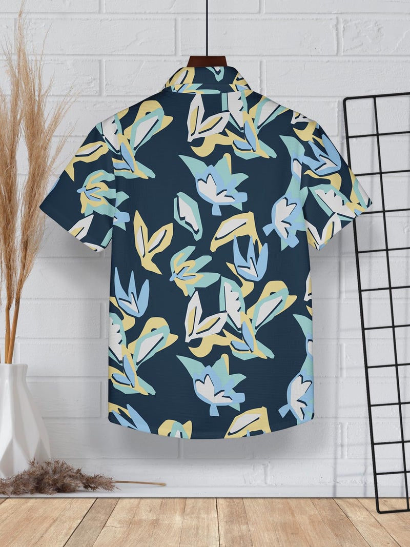 HELLCAT Blue Trendy Regular Fit Printed Causal Shirt for Boys/Blue/15-16 Years - Image 3