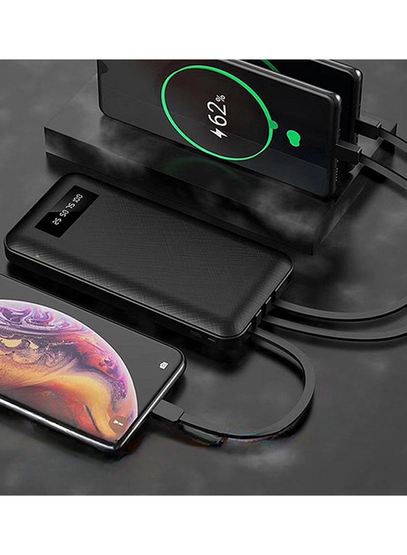 Earldom PB-41 10000 mAh Power Bank With 3 Wire In-Built Charging Cable And LCD Display Black - Image 2