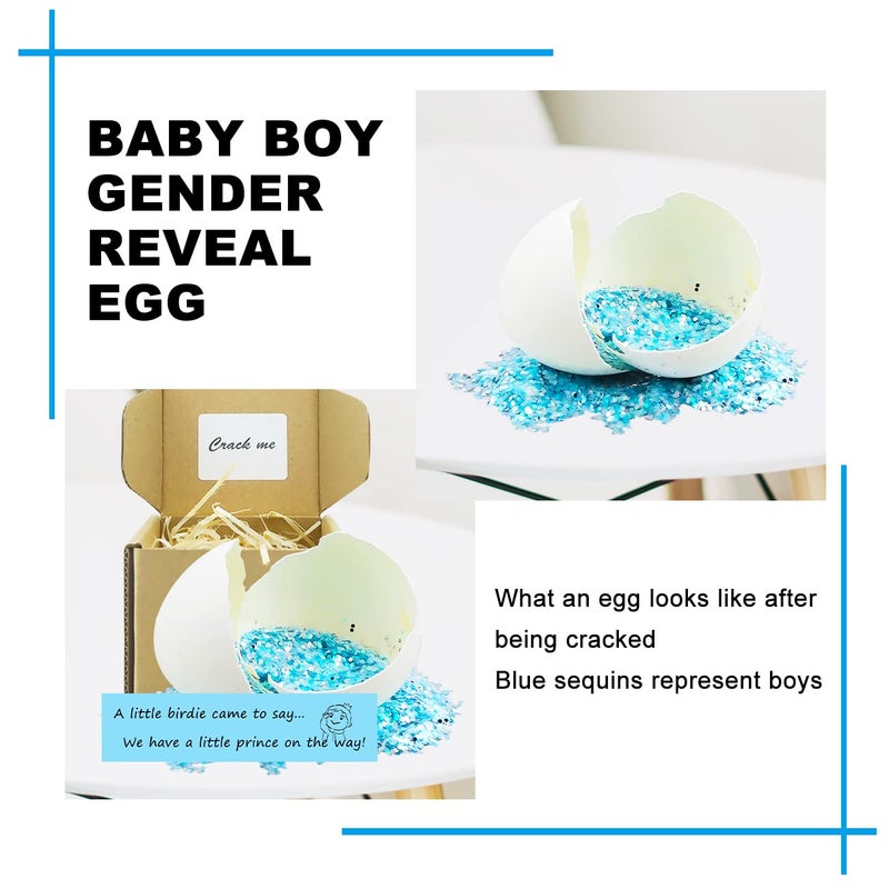 MUFUN Baby Gender Reveal Egg, Boy Gender Reveal, Unique Gender Reveal Ideas, Surprise Egg with Blue Sequins, for Parents, Grandparents, Friends - Image 3