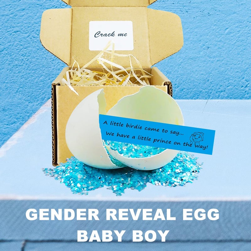 MUFUN Baby Gender Reveal Egg, Boy Gender Reveal, Unique Gender Reveal Ideas, Surprise Egg with Blue Sequins, for Parents, Grandparents, Friends - Image 2