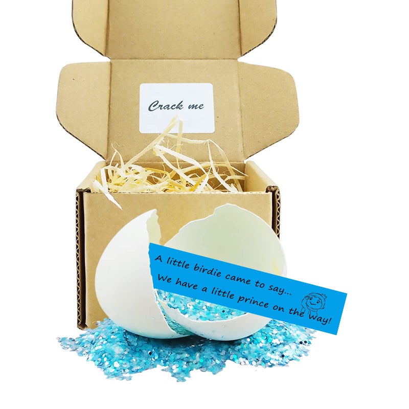 MUFUN Baby Gender Reveal Egg, Boy Gender Reveal, Unique Gender Reveal Ideas, Surprise Egg with Blue Sequins, for Parents, Grandparents, Friends - Image 1