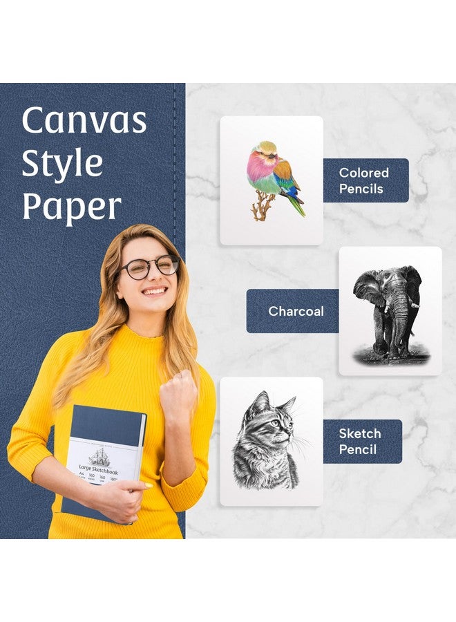 بيتش مور بوكس كتاب رسم A4 8.5 × 11.5 بوصة كراسة رسم فارغة لرسم الطلاء ورسم 156 صفحة ورق سميك 160 جرامًا في المتر المربع بغلاف مقوى من الجلد دفتر فني محاصر للهدايا - Image 5