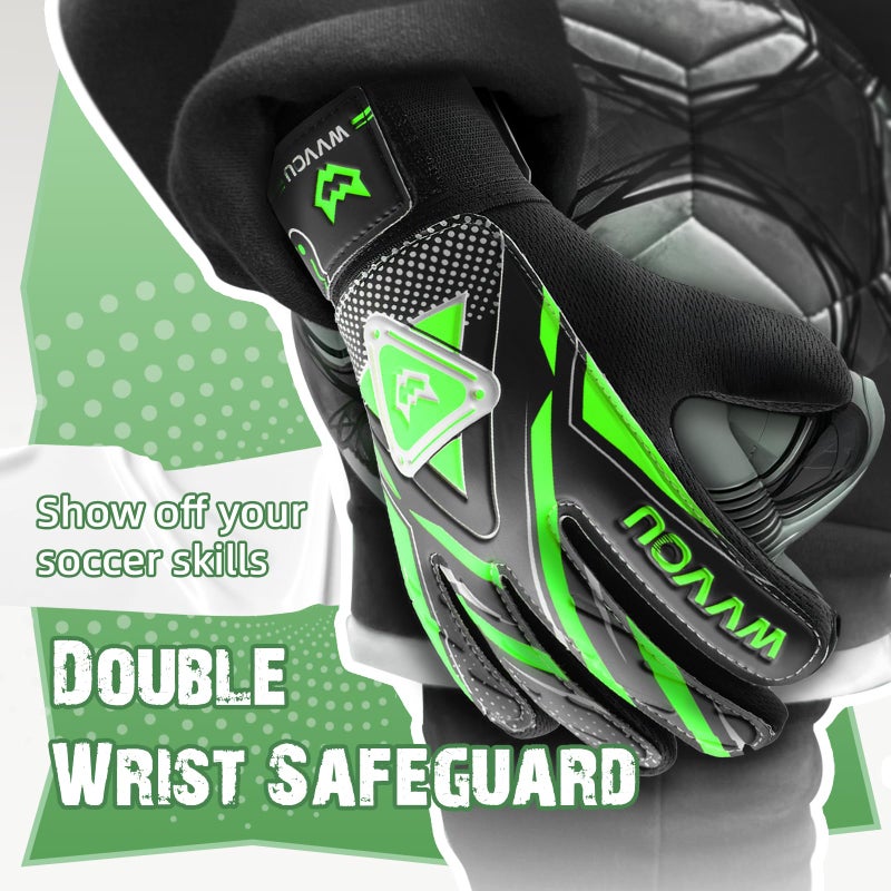 WVVOU Goalkeeper Gloves for Kids Youth, Soccer Goalie Gloves with Double Protection, Anti-Slip Soccer Gloves, Super Grip - Image 5
