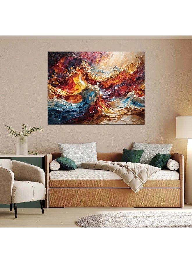 Walliv Modern Abstract Colourful Seascape Canvas Painting 113x75 cm.  - Image 1