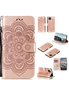 HuHa Case Cover For For Google Pixel 5 XL / Pixel 4a 5G Mandala Embossed Leather Phone Case (Rose Gold) 