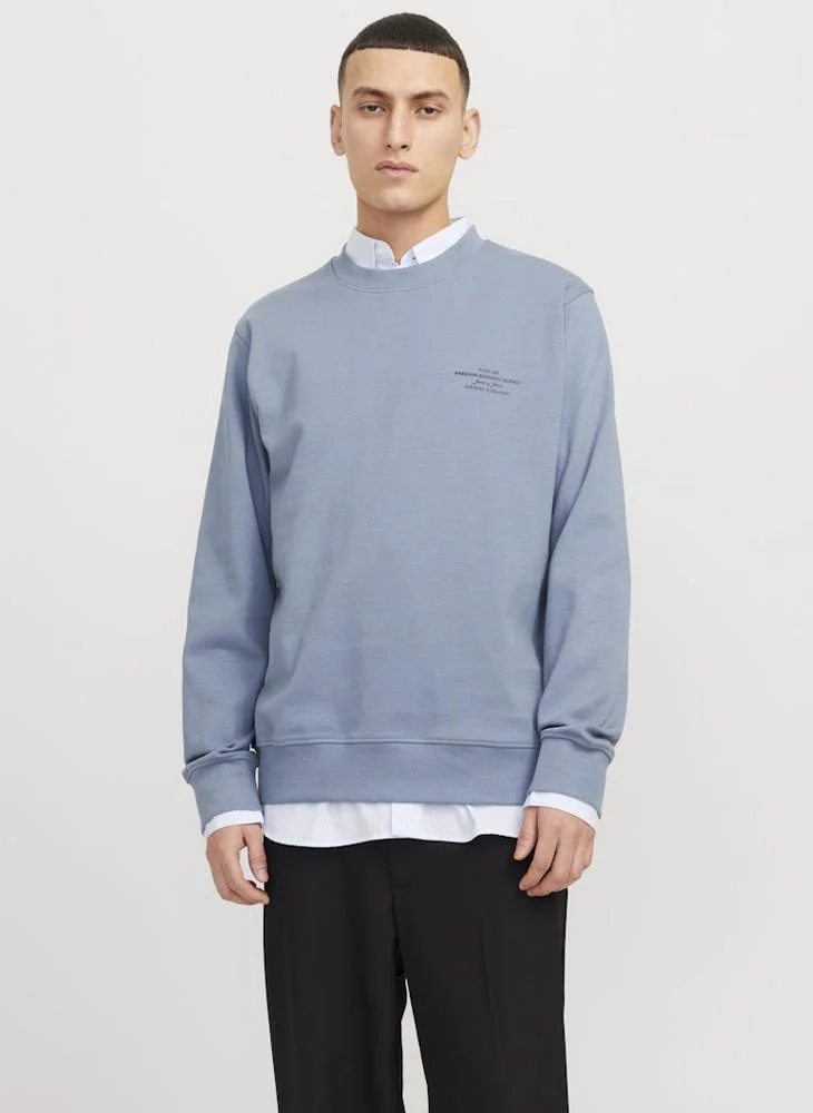 JACK & JONES Text Print Regular Fit Crew Neck Sweatshirt