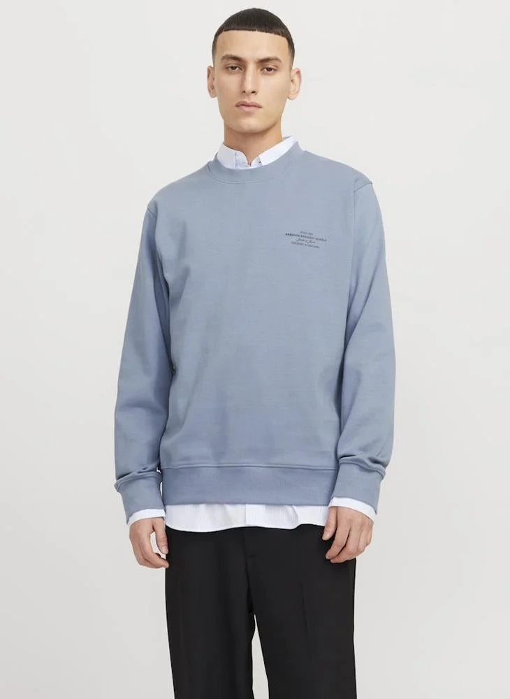 Text Print Regular Fit Crew Neck Sweatshirt