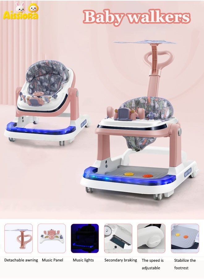 Aissiora Baby walker Multifunctional baby walker Baby stroller Anti-rollover Prevention of O-shaped legs With lights and music  - Image 1