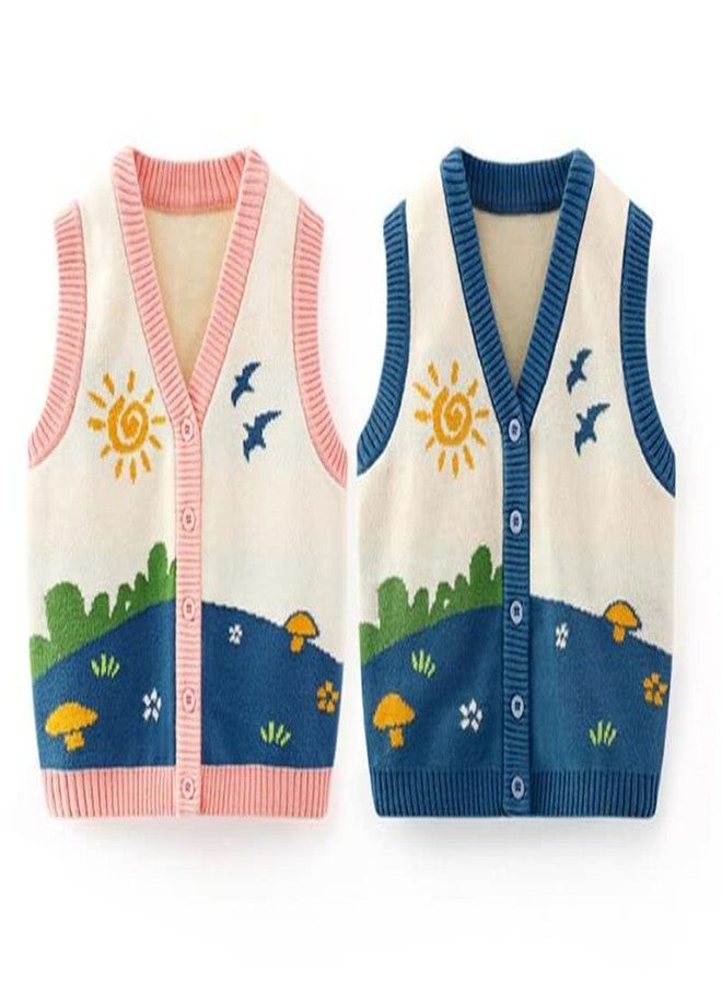 warmstraw Baby Toddler Knitted Sweater Vest Soft Comfort Waistcoat Vest Pattern Cardigan Pink 12-24 Months - Image 4