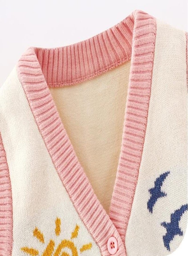warmstraw Baby Toddler Knitted Sweater Vest Soft Comfort Waistcoat Vest Pattern Cardigan Pink 12-24 Months - Image 5