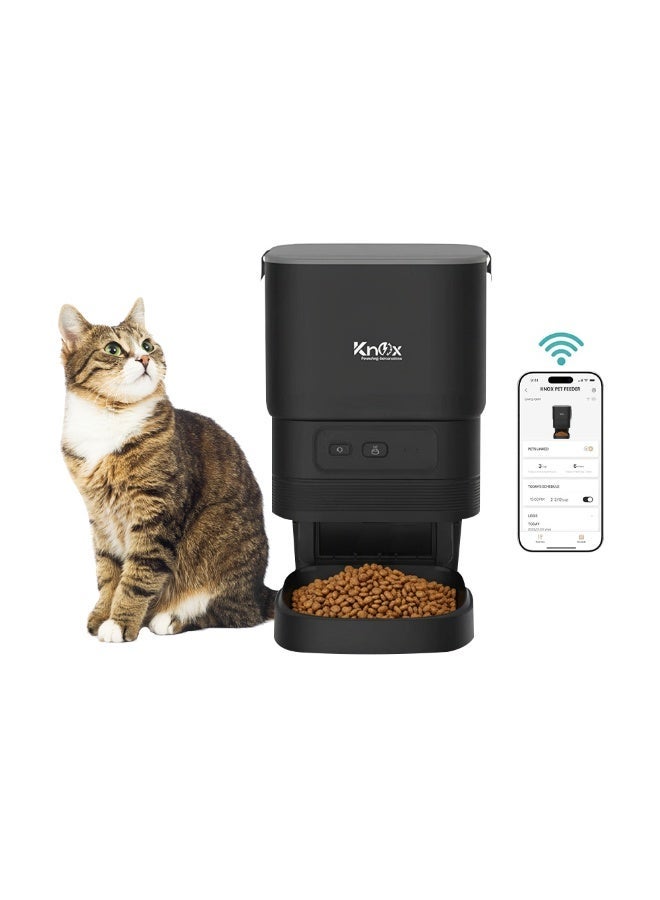 Knox Powering Generations Knox 4L Automatic Pet Feeder for Cats & Dogs with WiFi Smart Control, Programmable Timer, Portion Control, Built-in Desiccant Box, Dual Power Supply Dry Food Dispenser with App Connectivity - Image 1
