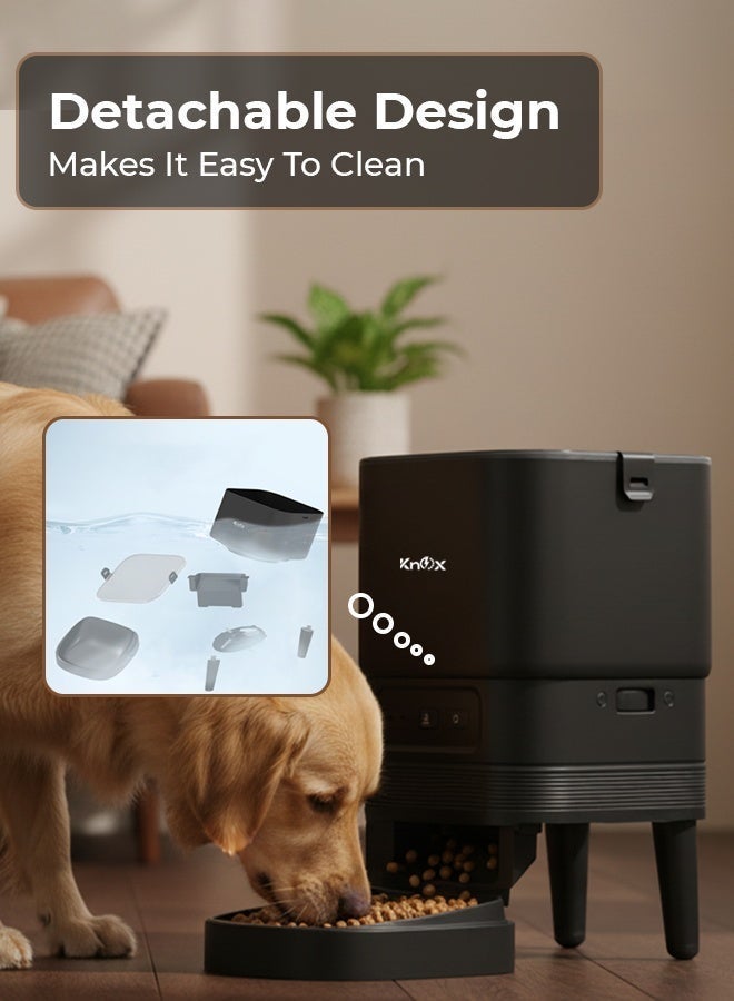 Knox Powering Generations Knox 4L Automatic Pet Feeder for Cats & Dogs with WiFi Smart Control, Programmable Timer, Portion Control, Built-in Desiccant Box, Dual Power Supply Dry Food Dispenser with App Connectivity - Image 5