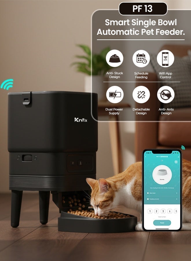 Knox Powering Generations Knox 4L Automatic Pet Feeder for Cats & Dogs with WiFi Smart Control, Programmable Timer, Portion Control, Built-in Desiccant Box, Dual Power Supply Dry Food Dispenser with App Connectivity - Image 3