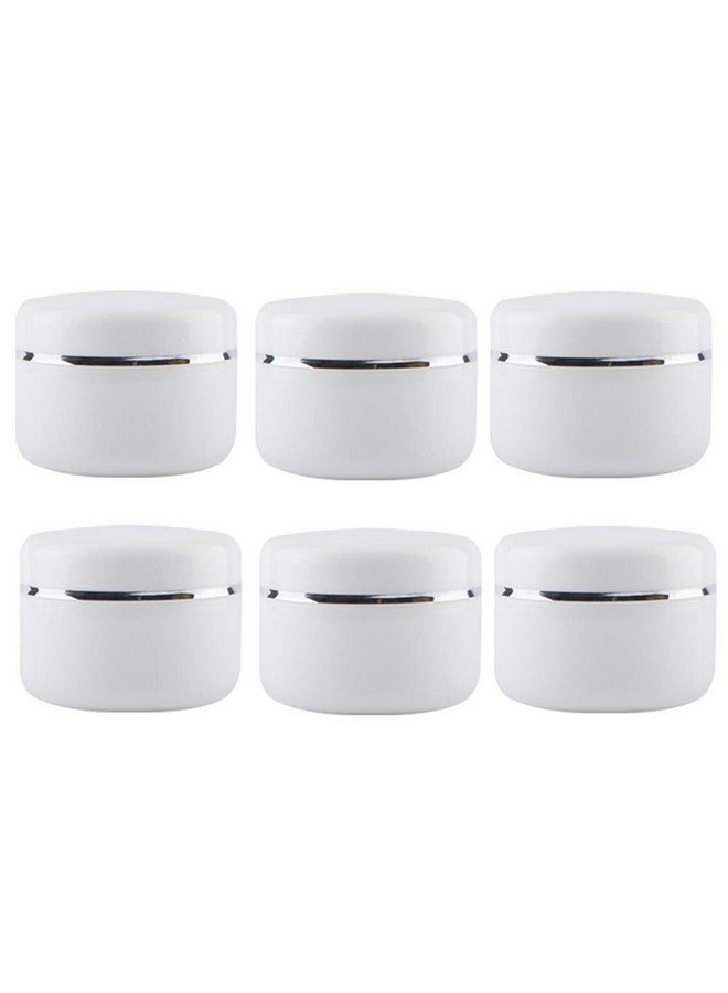 Quupy 6Pcs 100G3.4Oz Empty White Plastic Cosmetic Jar Pot With Inner Liners And Screw Lid Refillable Makeup Cosmetic Storage Container For Face Cream Lip Balm Lotion - Image 1