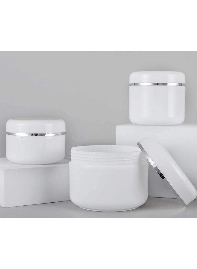 Quupy 6Pcs 100G3.4Oz Empty White Plastic Cosmetic Jar Pot With Inner Liners And Screw Lid Refillable Makeup Cosmetic Storage Container For Face Cream Lip Balm Lotion - Image 2