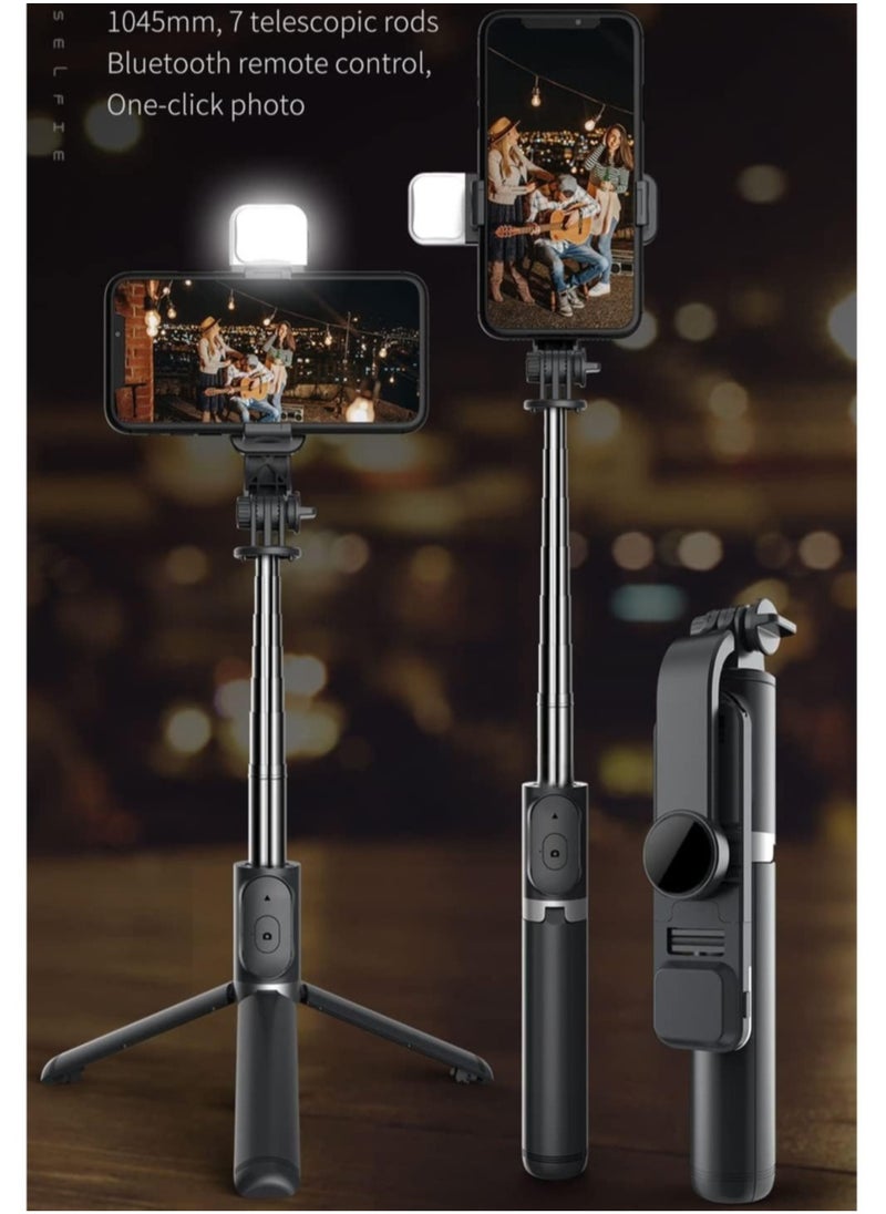 ELTRAZONE - Selfie Stick Tripod, 41 Inch Extendable Portable Selfie Stick with Fill Light Bluetooth Wireless Remote and Tripod Stand for iOS and Android - Image 1