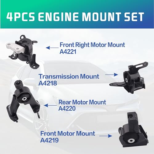 YBDDZH Automotive Engine Mounts Compatible with 2014-2019 Corolla 1.8L Auto Transmission Set of 4, Steel Material - Image 3