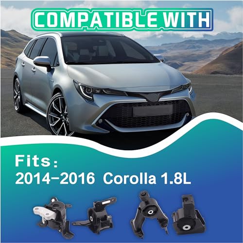 YBDDZH Automotive Engine Mounts Compatible with 2014-2019 Corolla 1.8L Auto Transmission Set of 4, Steel Material - Image 2