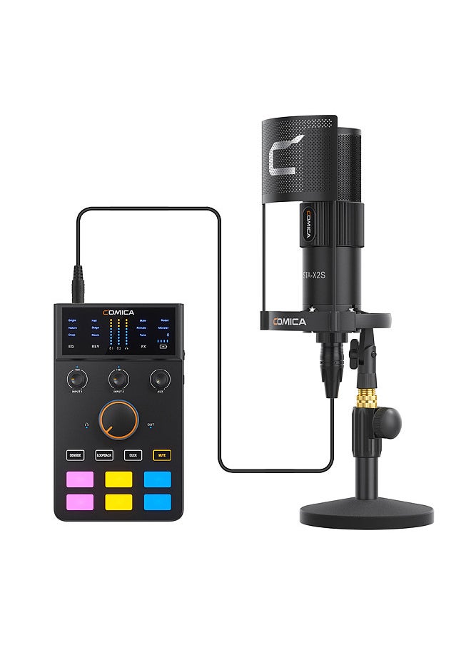 COMICA AD Caster C1-K1 Audio Mixer USB Audio Interface Sound Card with 3.5mm Ports Dual XLR Input  - Image 1