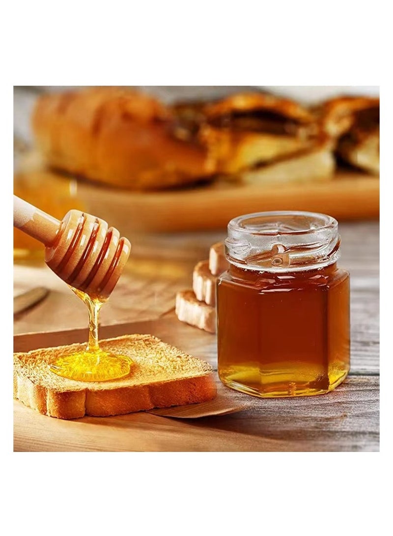 Joyelink 25Pack Mini Glass Honey Jars - Hexagon Little Glass Honey Jar with Gold Lids, Wooden Dippers, Bee Charms and Twine - Small Honey Jars for Wedding Favors, Party Favors - Image 2