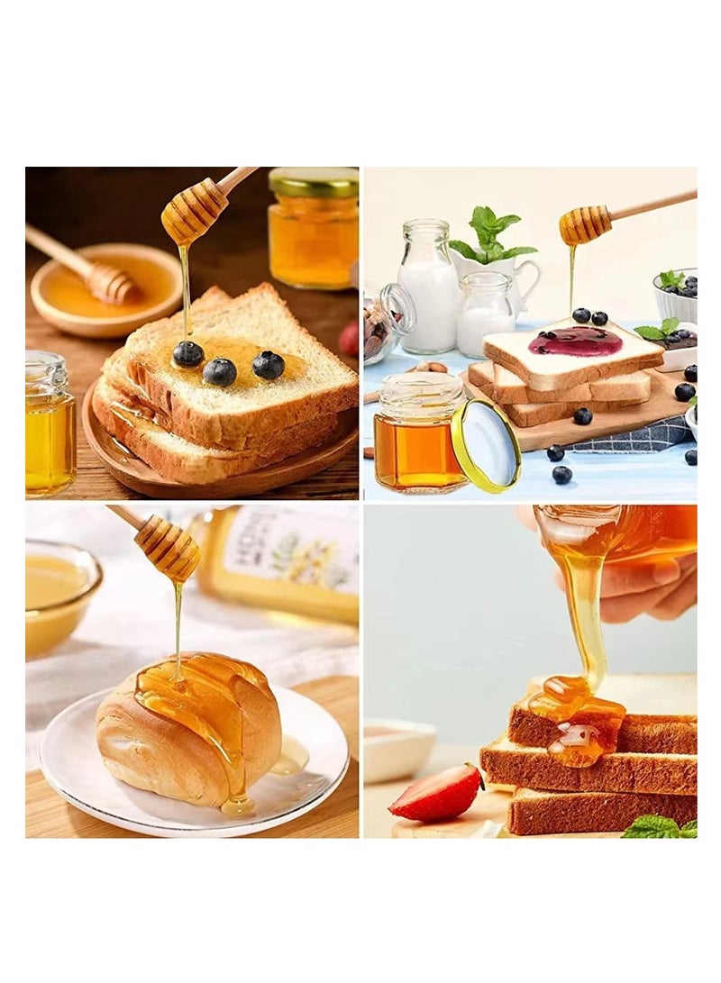 Joyelink 25Pack Mini Glass Honey Jars - Hexagon Little Glass Honey Jar with Gold Lids, Wooden Dippers, Bee Charms and Twine - Small Honey Jars for Wedding Favors, Party Favors - Image 3