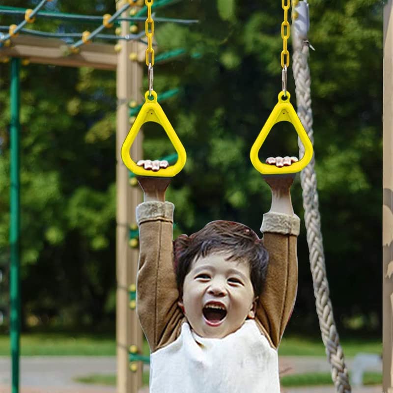 Shopster Gym Trapeze Ring Set for Kids/Adults Trapeze Bar Flying Pull up Ring Sports Outdoor & Indoor Gym Swing (Yellow) - Image 2