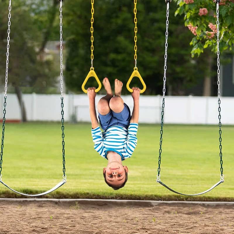Shopster Gym Trapeze Ring Set for Kids/Adults Trapeze Bar Flying Pull up Ring Sports Outdoor & Indoor Gym Swing (Yellow) - Image 5