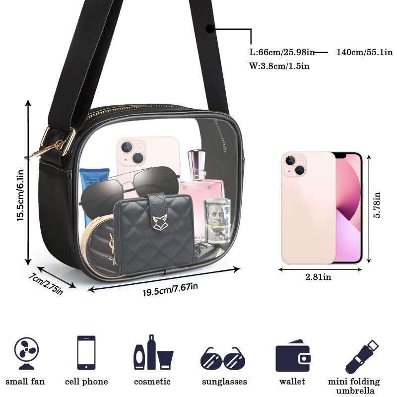 KETIEE Clear Bag Stadium Approved, Transparent Crossbody Bag Clear Purse for Women See Through Handbag with Adjustable Strap for Concerts Sports Festivals (Black) - Image 4