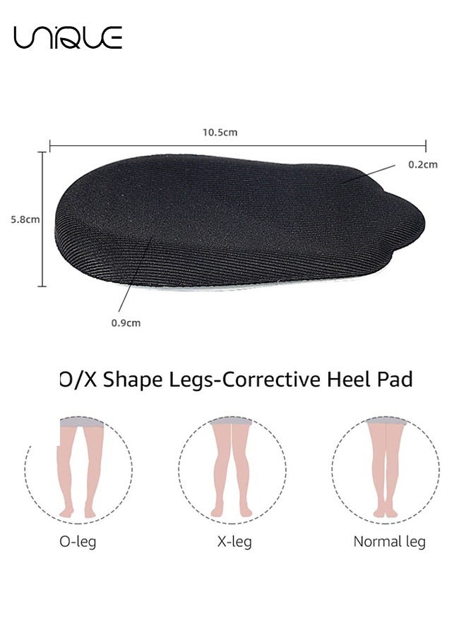 يونيك 2 أزواج كعب جل دعم منصات النعال العظام للاستلقاء والكب ، كعب إدراج كعب وسادة النعال الاستلقاء ، كعب الكؤوس الجانبية الداخلية كعب إسفين إدراج ل O / X نوع الساق ، أسود ، L - Image 2