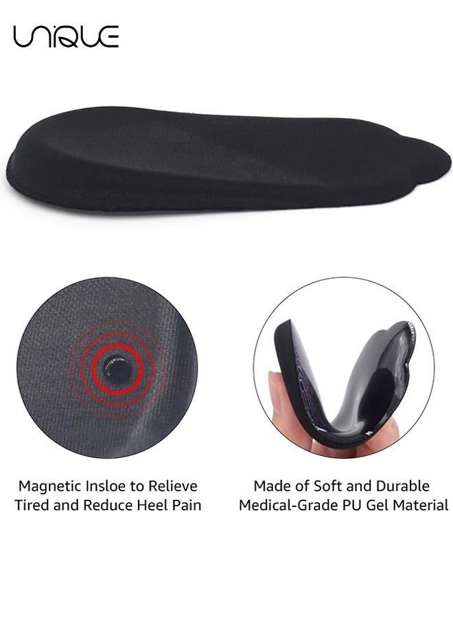 يونيك 2 أزواج كعب جل دعم منصات النعال العظام للاستلقاء والكب ، كعب إدراج كعب وسادة النعال الاستلقاء ، كعب الكؤوس الجانبية الداخلية كعب إسفين إدراج ل O / X نوع الساق ، أسود ، L - Image 3