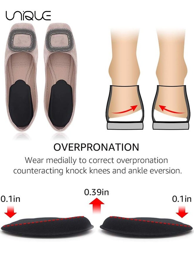 يونيك 2 أزواج كعب جل دعم منصات النعال العظام للاستلقاء والكب ، كعب إدراج كعب وسادة النعال الاستلقاء ، كعب الكؤوس الجانبية الداخلية كعب إسفين إدراج ل O / X نوع الساق ، أسود ، L - Image 5