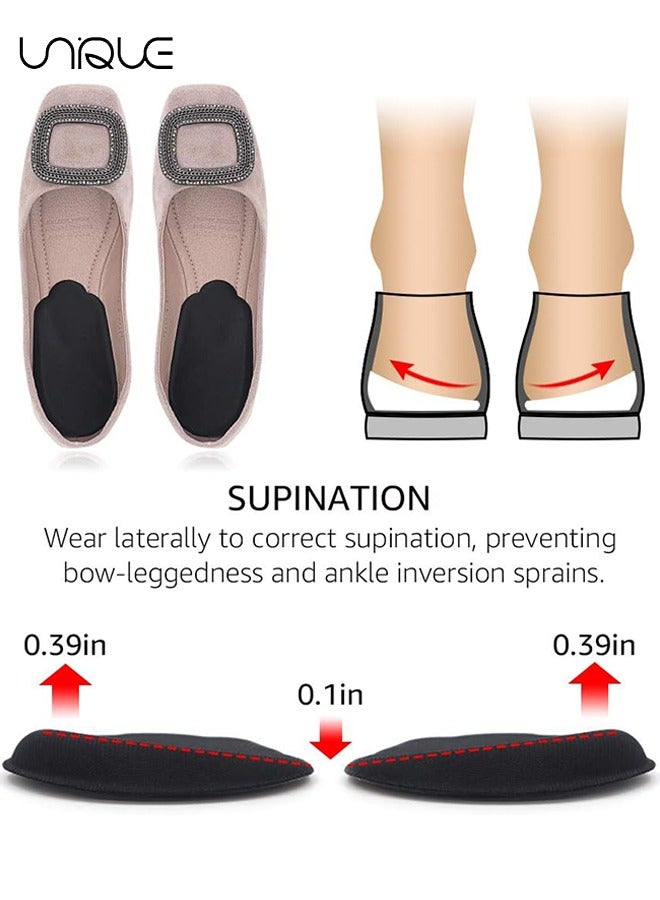 يونيك 2 أزواج كعب جل دعم منصات النعال العظام للاستلقاء والكب ، كعب إدراج كعب وسادة النعال الاستلقاء ، كعب الكؤوس الجانبية الداخلية كعب إسفين إدراج ل O / X نوع الساق ، أسود ، L - Image 4