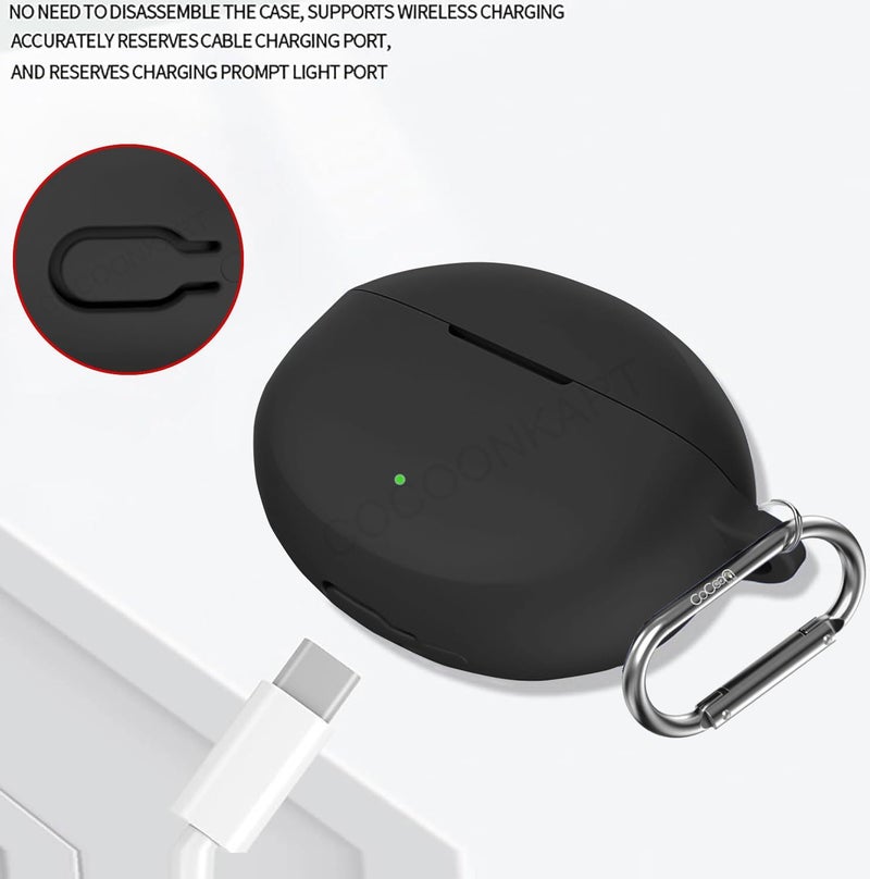 Cocoonkart غطاء سيليكون ناعم من كوكوكارت لجهاز OnePlus Nord Buds 3 | 3 Pro مع مجموعة تنظيف، حبل و 4 واقيات كابل (أسود) - Image 5