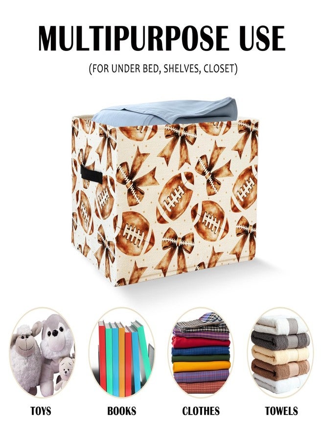 KDHTY Football Rectangular Storage Basket Organizer For Clothes,Gift basket with handles,Kids Toys Storage Basket,Cute Coquette Kids Toy Storage Bin Organizer Shelf For Home Office Dorm - Image 2