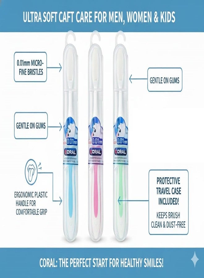 DAIDSUKE 4 Pieces Toothbrush, 0.01mm Ultra Soft Bristles, Multicolour (Pink, Purple, Blue, Green) - Image 4