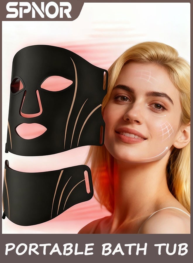 Spnor LED Light Therapy Mask Skin Care, 3-in-1 Fusion LED Beads, LEDs face mask & neck mask Infrared Red - Wavelength for Home Use,led face mask light therapy,neck lift tape - Image 1