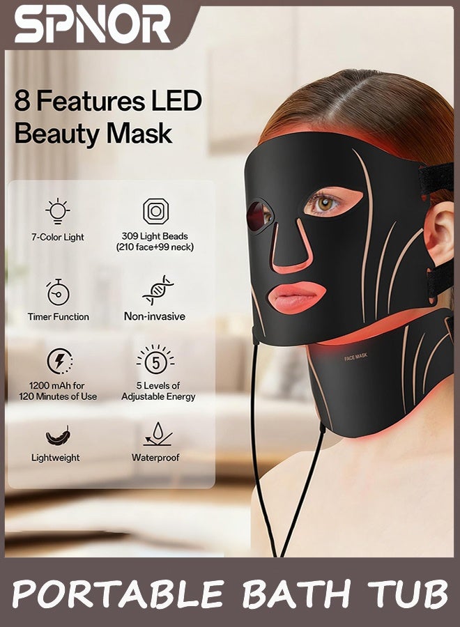 Spnor LED Light Therapy Mask Skin Care, 3-in-1 Fusion LED Beads, LEDs face mask & neck mask Infrared Red - Wavelength for Home Use,led face mask light therapy,neck lift tape - Image 3