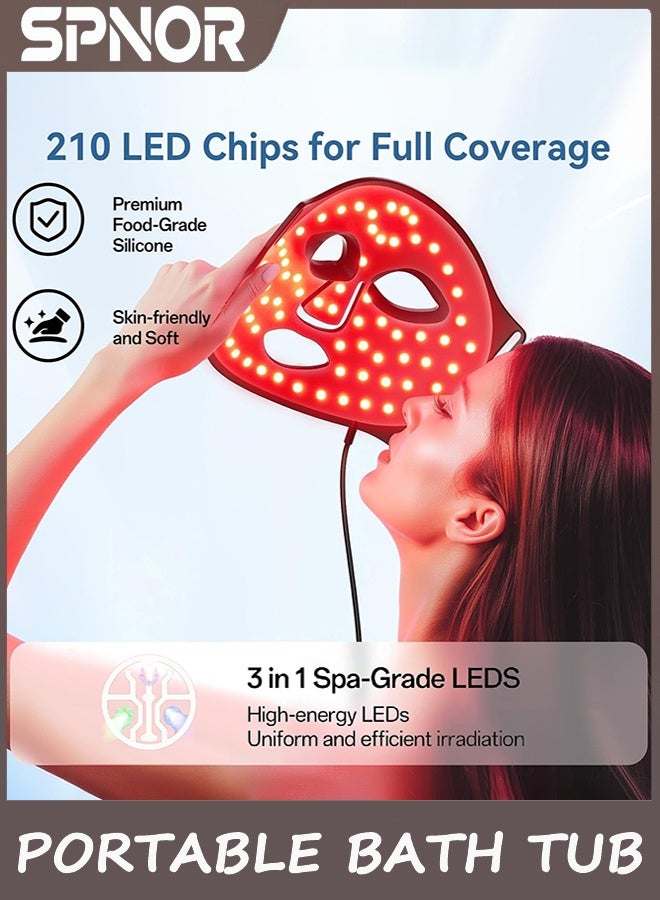 Spnor LED Light Therapy Mask Skin Care, 3-in-1 Fusion LED Beads, LEDs face mask & neck mask Infrared Red - Wavelength for Home Use,led face mask light therapy,neck lift tape - Image 4