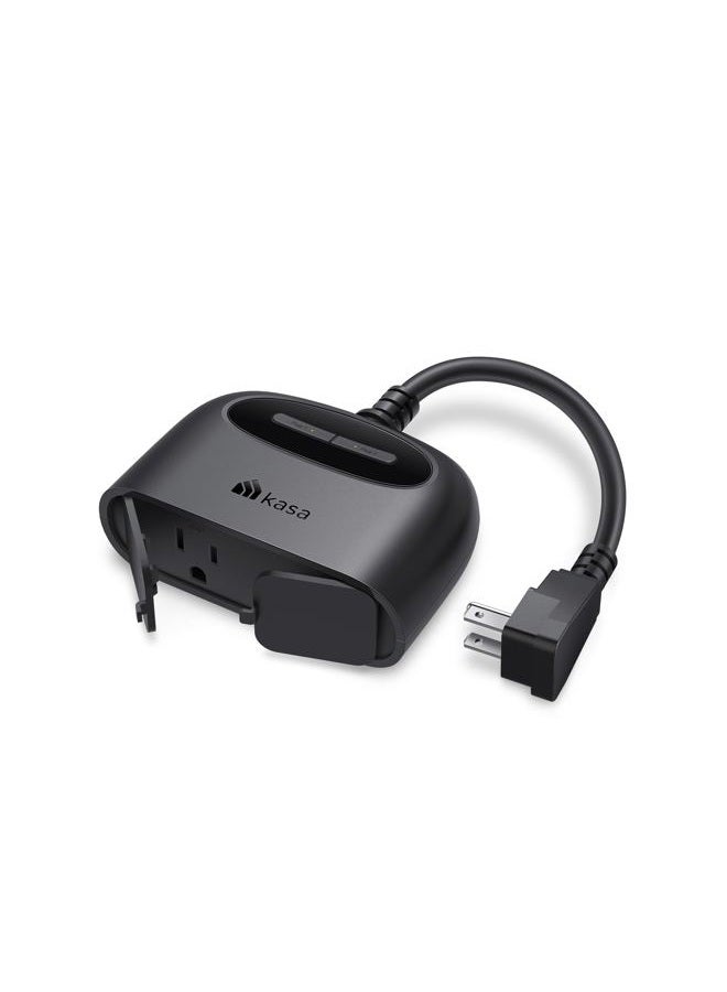 Kasa Smart مقبس كاسا الذكي الخارجي، مقبس واي فاي للمنزل الذكي مع 2 مخرج، مقاومة للطقس IP64، متوافق مع أليكسا، جوجل هوم و IFTTT، لا حاجة لمركز، معتمد من ETL (EP40)، أسود - Image 1