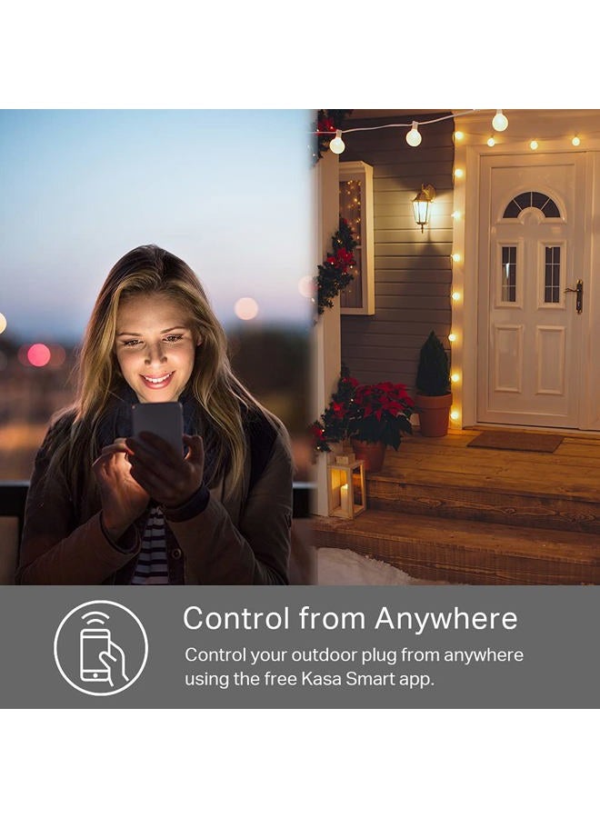 Kasa Smart مقبس كاسا الذكي الخارجي، مقبس واي فاي للمنزل الذكي مع 2 مخرج، مقاومة للطقس IP64، متوافق مع أليكسا، جوجل هوم و IFTTT، لا حاجة لمركز، معتمد من ETL (EP40)، أسود - Image 4