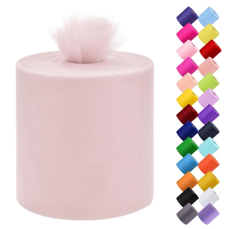 Tulle Fabric Roll 6 by 200 Yards 600FT Tulle Organza Fabric Spool for DIY Tutu Skirt Baby Shower Decor Wedding Backdrop Crafts Birthday Party SuppliesAqua Pink