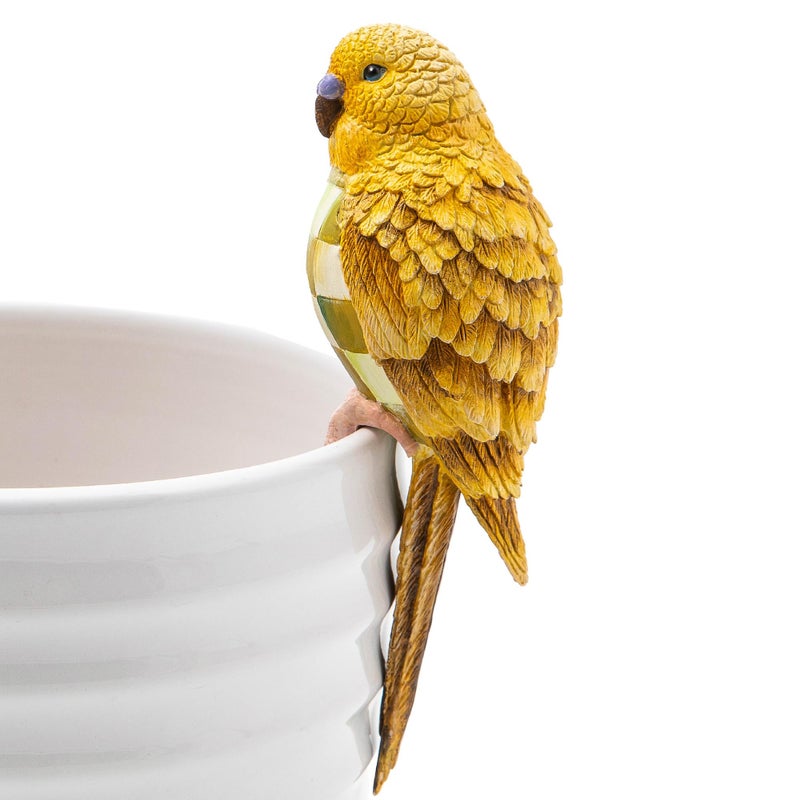 mackenzie childs MACKENZIE-CHILDS Pot Climber, Decorative Indoor and Outdoor Planter Hanging Decor, Chartreuse Parakeet - Image 1